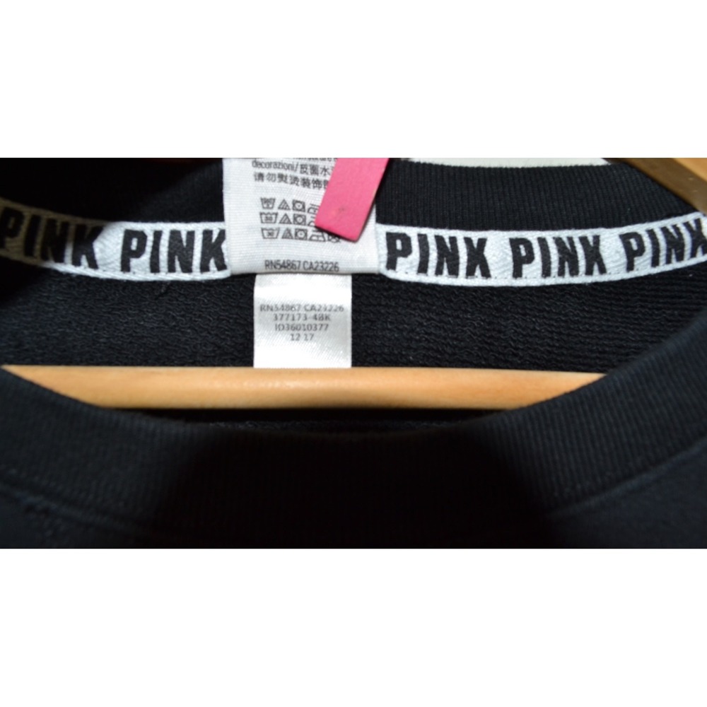 Victoria's Secret PINK Logo Slouchy Cropped‎ Pullover Sweater Black Size Small - Picture 5 of 5